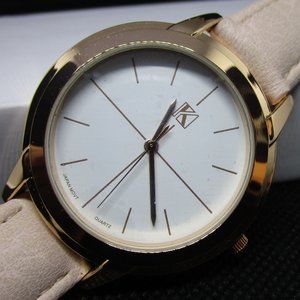NIB K Japan Movt stainless steel back rose gold case faux leather buckle